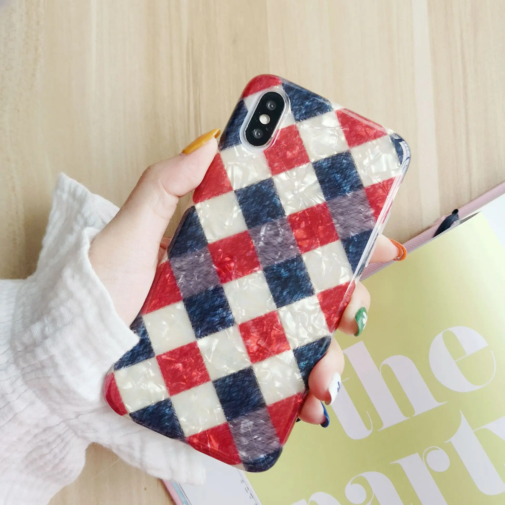 2019 новый силиконовый чехол в клетку для iPhone XR XS Max X 7Plus 8Plus 7 8 6 s мягкий из ТПУ чехлы |