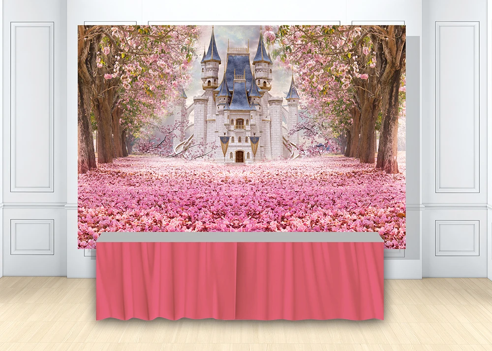 HUAYI розовые цветы сказочный замок свадебный фон детский душ Детский день