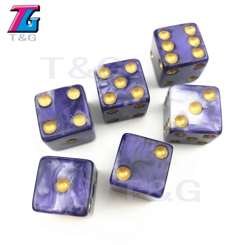 T& G игральные кубики Высокое качество 16 мм смешанный цвет Стандартный точки 6 шт./компл. D6 квадратный ролевая игра для Настольная игра