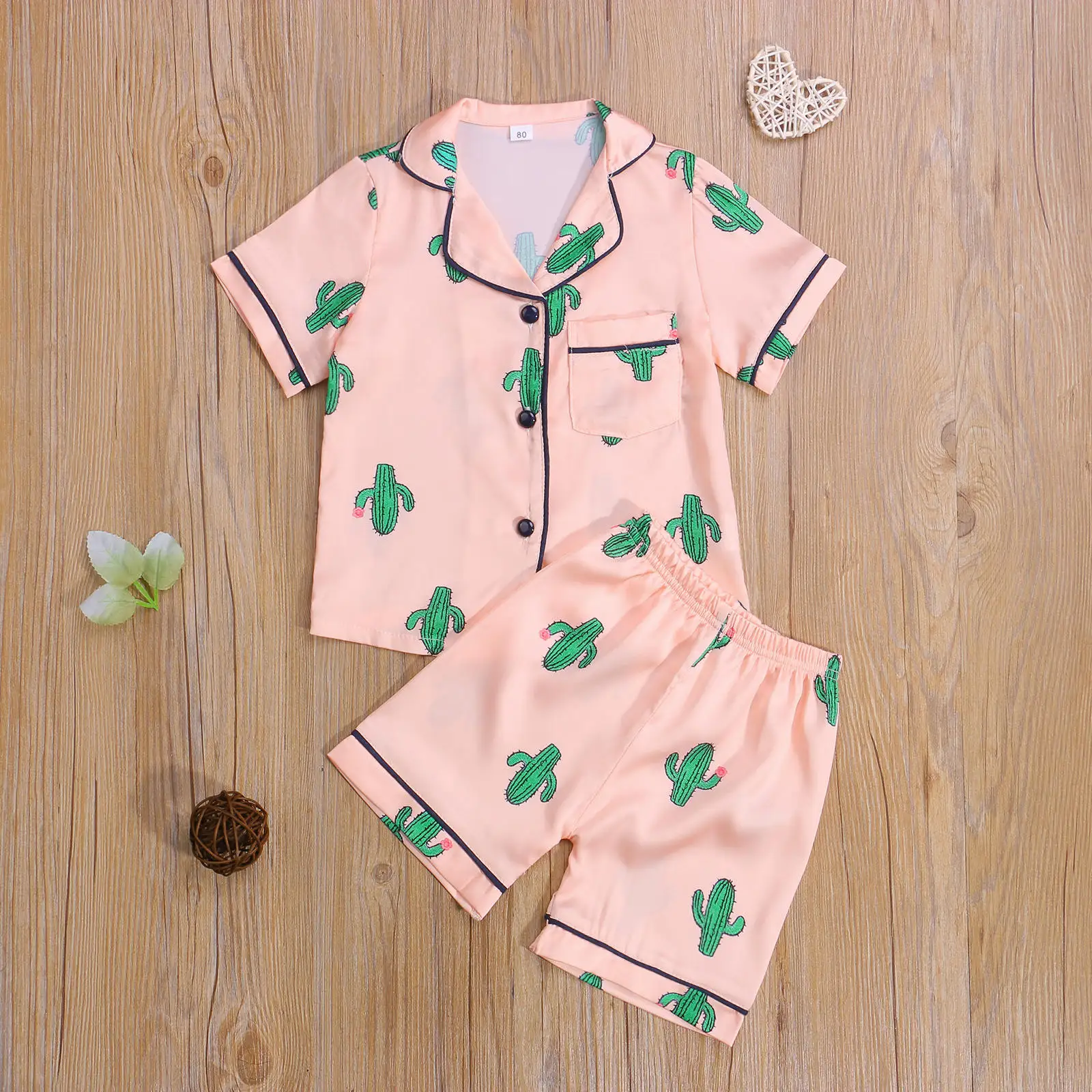 

Lioraitiin 0-24M Infant Baby Girls Pajamas Set Short Sleeve + Shorts, Cartoon Print Elastic Waist Imitation Silk Touch Clothing