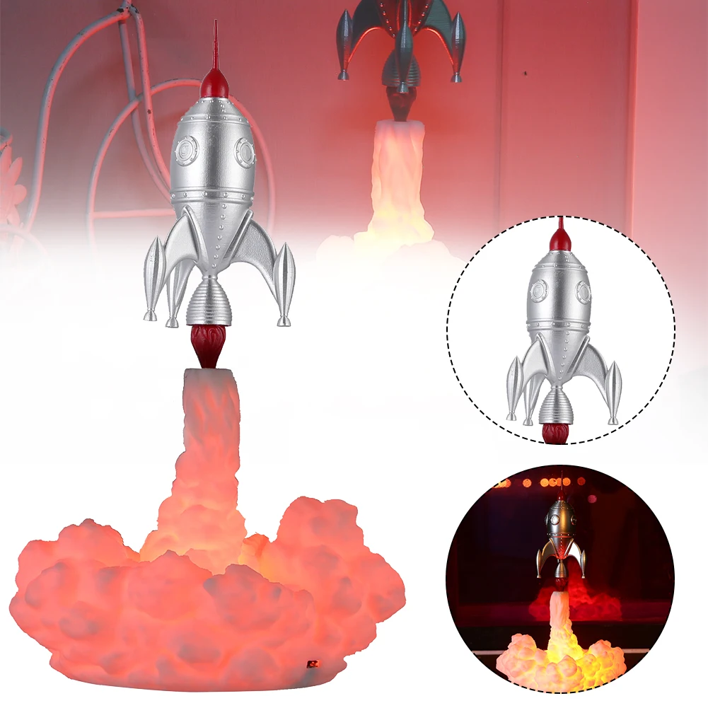 

3D Print Rocket Lamp LED USB Rechargeable Night Light Desktop Lamp Ornaments for Home Office Decor Kids Birthday Giftsgood