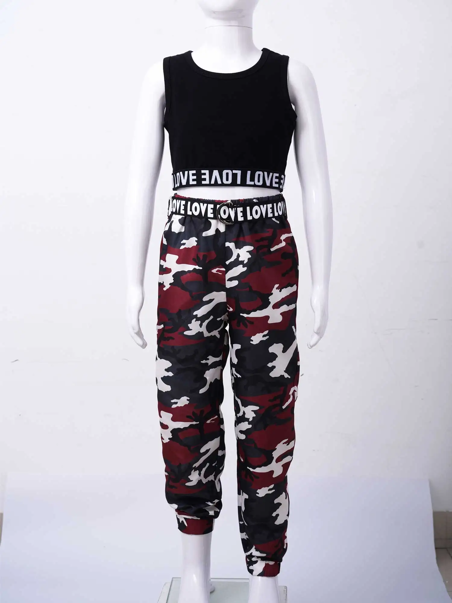 Детская одежда для девочек короткий жилет без рукавов с камуфляжными брюками