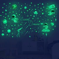 luminous astronaut planet stars living room bedroom childrens room home decor fluorescent stickers