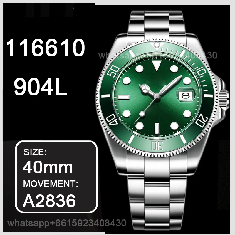 

men watch 40mm 2836 movement Mechanical 116610 automatic watch black bezel Sapphire watches watches wristwatch