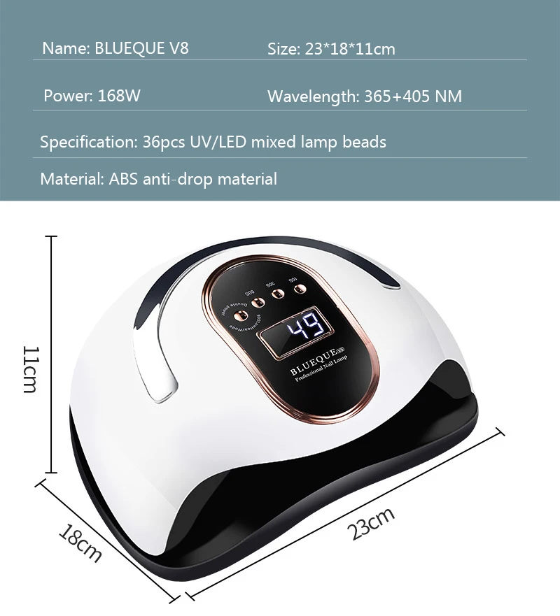

Nail Lamp UV LED Lamp Nail Dryer 180/168/120/60W With 57PCS Lamp Beads LCD Display And Smart Sensor For Curing All Gel Nail Tool