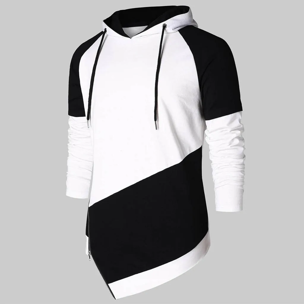 UHoodies nisex Man осень весна черно-белые лоскутные толстовки с длинными рукавами Толстовка блузка рубашка с капюшоном женская одежда