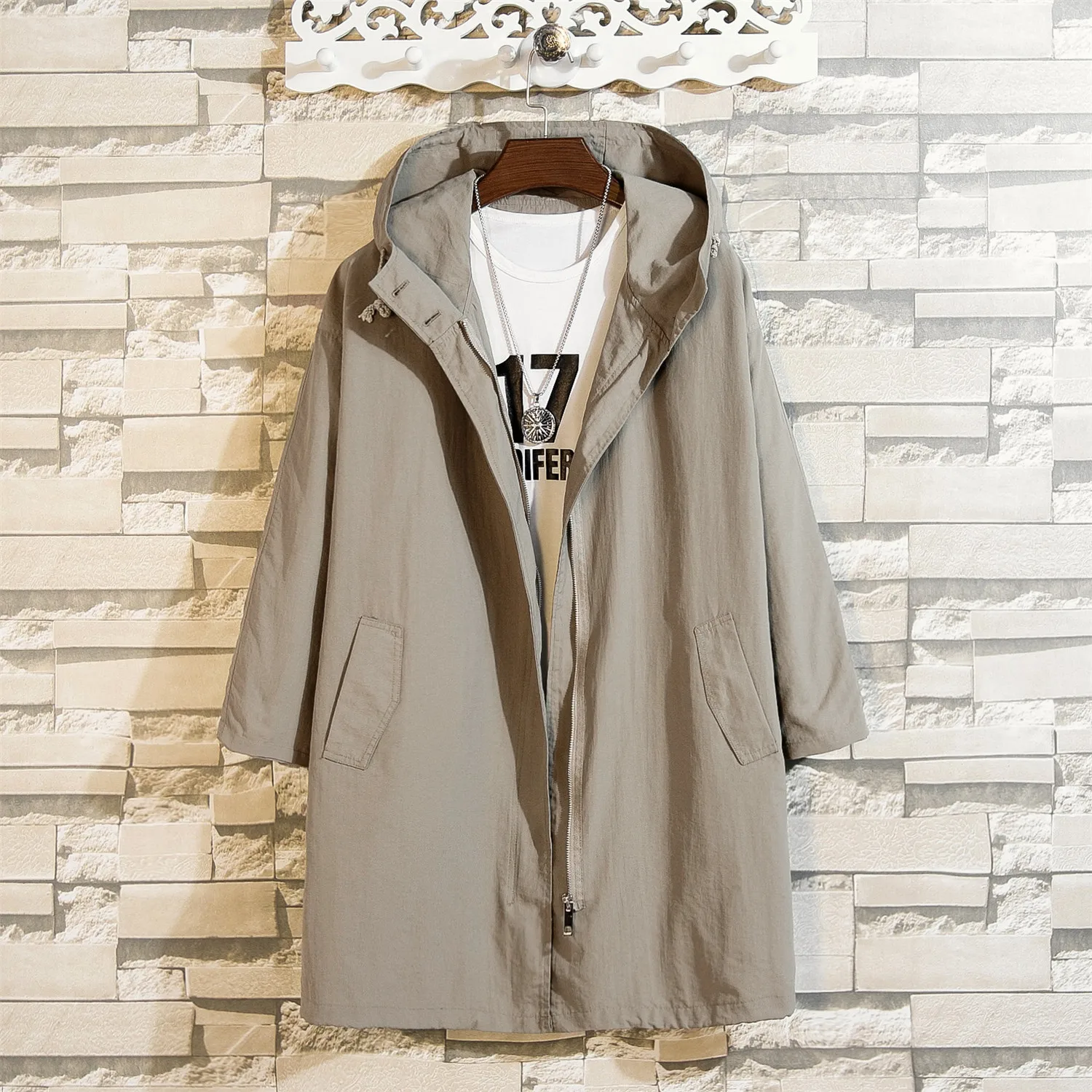 Новинка весна-осень Мужское пальто свободная Пылезащитная куртка красивая