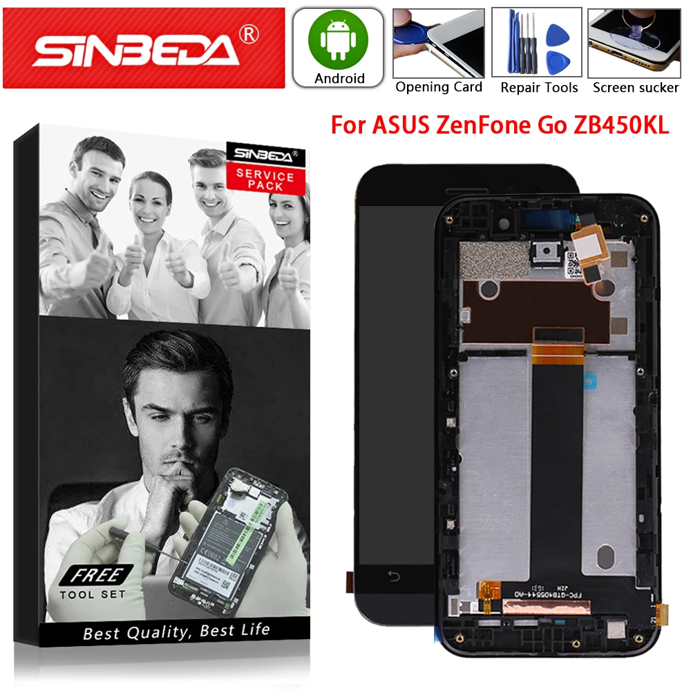 ЖК-дисплей 4 5 дюйма для Asus Zenfone Go ZB450KL X009D X009DB сенсорный экран с рамкой и