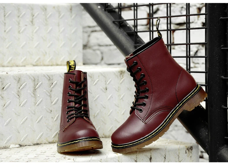 Ankle Boots Genuine Leather Autumn Winter Men's Women's Martin Boots Fashion Motorcycle Boots Outdoor Working Snow Boots