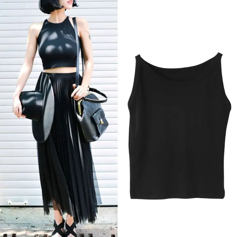 

Women Casual Bandage Sleeveless Tank Slim Short Tops Solid Bodycon Summer Blouse