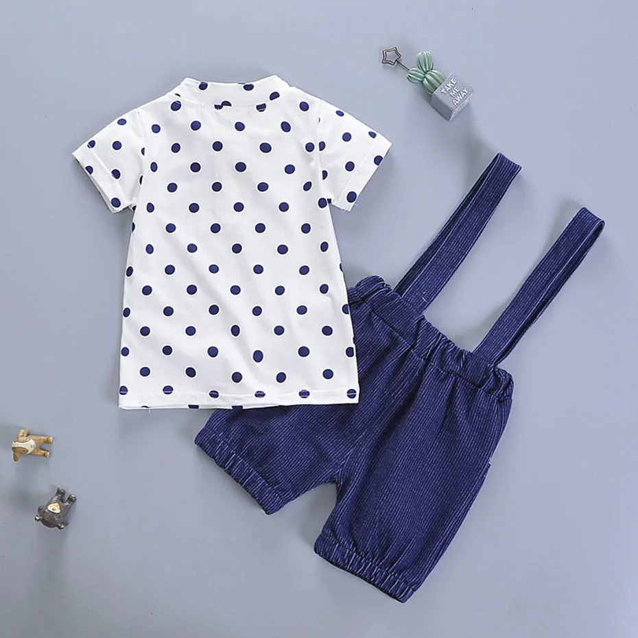 Kids Clothes Dot Shirt + Jumpsuit 2 Pcs Suit For Boys Short Sleeve Outfits Spring Summer Suits Baby Boy |