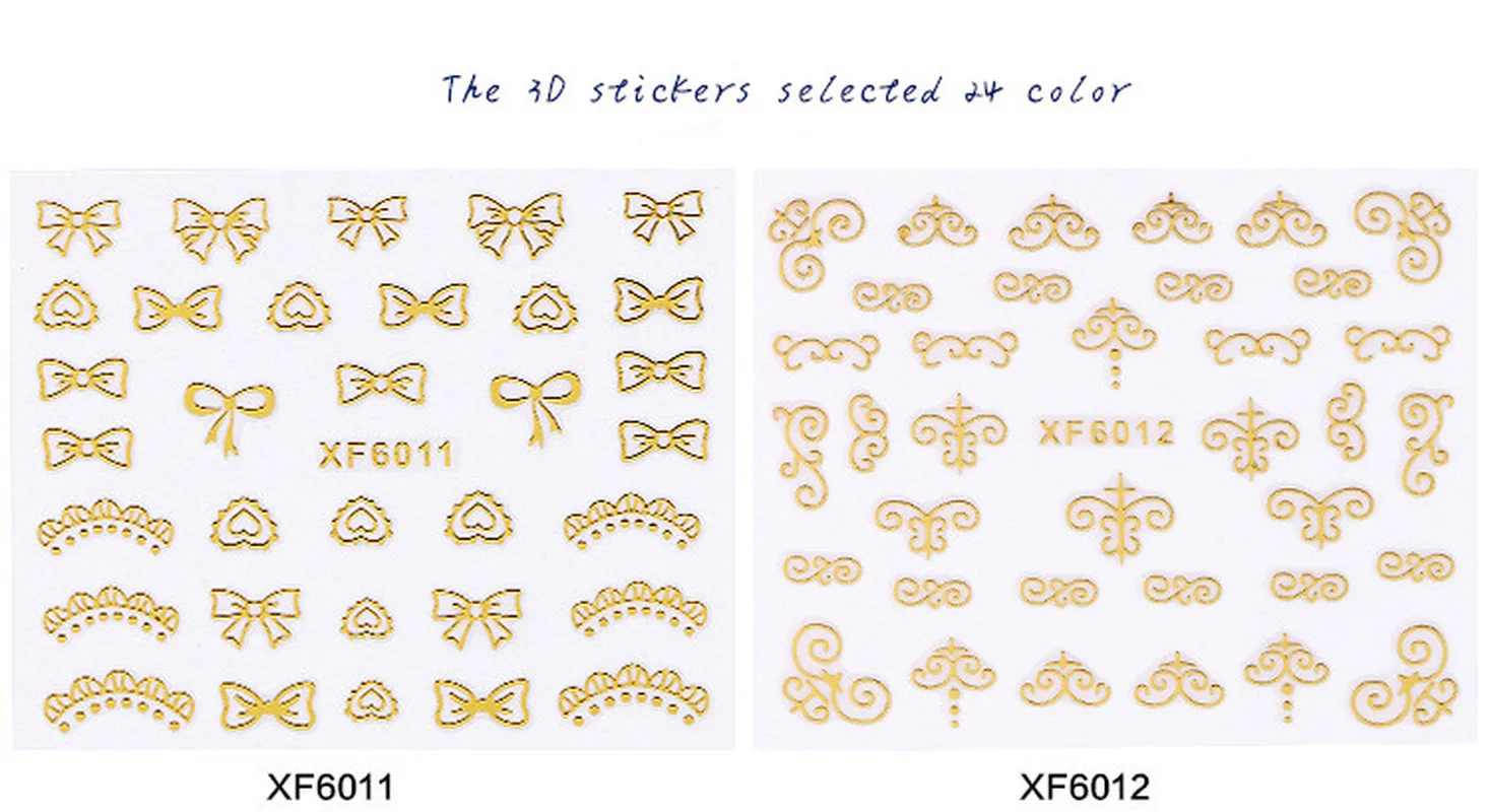 DIY 3D golden Sticker Design Nail Art Decopration For Nails Decoration Gold Stripes Flower Manicure | Красота и здоровье