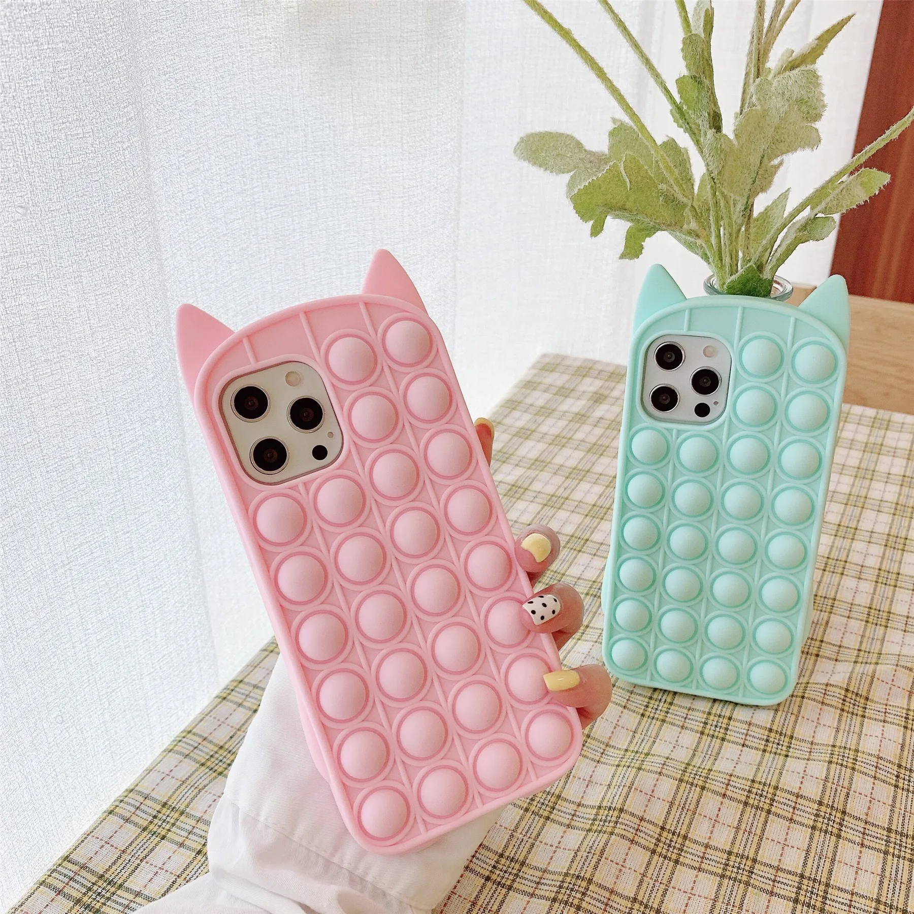 

Relive Stress Pop Fidget Toys Push It Bubble Silicone Phone Case For Iphone 11 12 Pro Max Soft Cover Funda