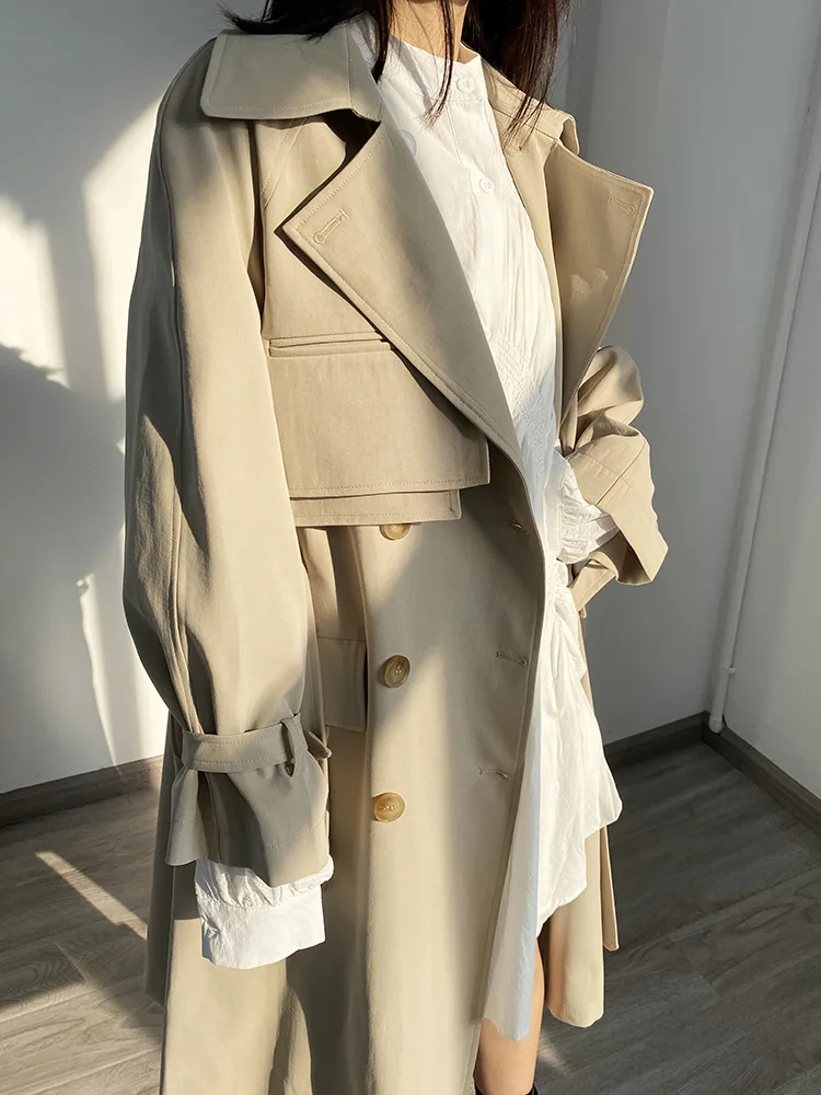 

Цвет хаки, ветровка 2020 новое осеннее пальто средней длины в Корейском стиле универсальное Женское пальто в британском стиле