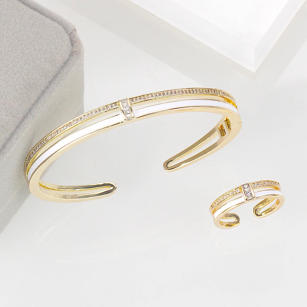 

TIRIM модный ремень стиль браслет кольцо для женщин кубический цирконий свадьба Divas 'Dream браслет комплект Дубай модные ювелирные изделия 2020 Но...