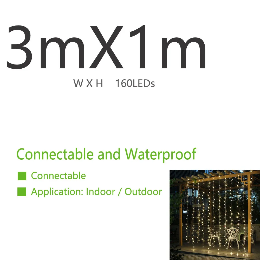 3x1m 160leds 220 В светодиодная гирлянда светодиодный Шторы строка светильник с изображением Луны и звезд, лампа теплый белый гирлянда светильник для свадьбы фестиваль в честь Рождества вечерние дома украшения - Испускаемый цвет: 3x1m 160leds