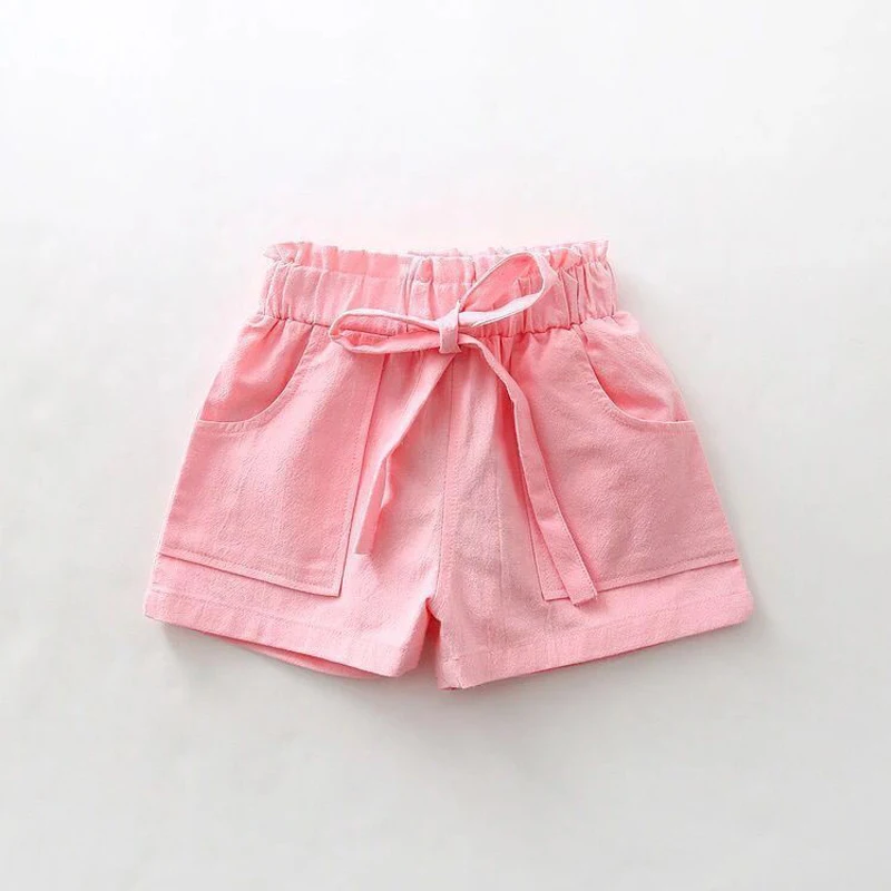 

Flofallzique 2020 Summer Girl Candy Color Cotton and Linen Shorts With Large Pockets Elastic Waist High Waist Hot Pants