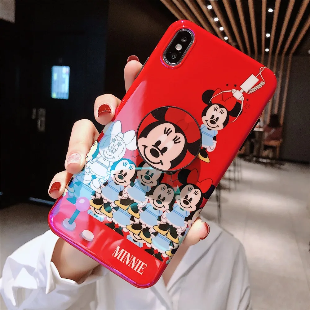 Для iPhone 11 Pro MAX забавные мультяшные милые очаровательные девчачьи мышь утка кронштейн Blue Ray IMD чехол для iPhone XR XS MAX X 6 6S 7 8 Plus