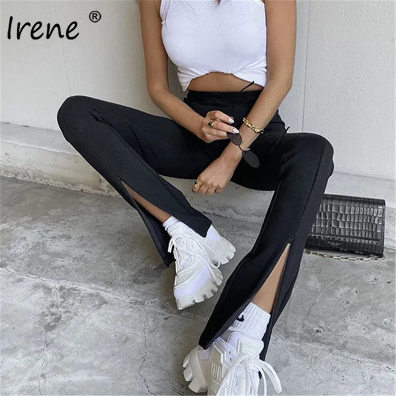 

Irene High Waist Woman Pants Stretchy Front Cut Split Bodycon Sexy Pencil Pants Fashion Autumn Winter Casual Trousers Women