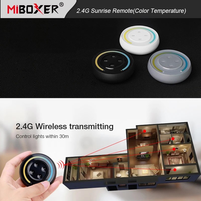 

Miboxer 2.4G Sunrise Remote Round Led Controller S1-B/S1-W/S1-G Control 2.4G Series Products