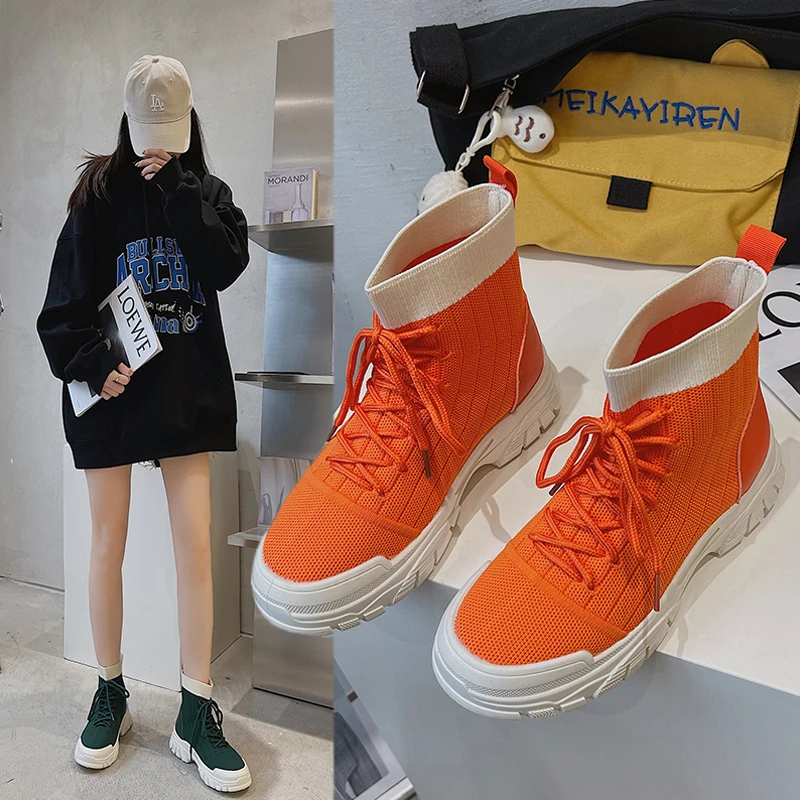 

Женские высокие кроссовки, повседневные модные кроссовки с вулканизированной подошвой, удобные лоферы на шнуровке, большие размеры, 2022