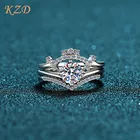 Женская мода S925 из стерлингового серебра с инкрустацией с четырьмя когтями, 80 очков, Муассан, алмазная корона, трехуровневое кольцо, подарок для подруги