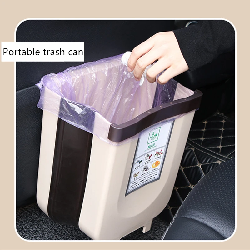 

Kitchen Hanging Trash Can Wall Mounted Folding Waste Bin Bathroom Kitchen Cabinet Door Hanging Trash Bin Portable Car trash can