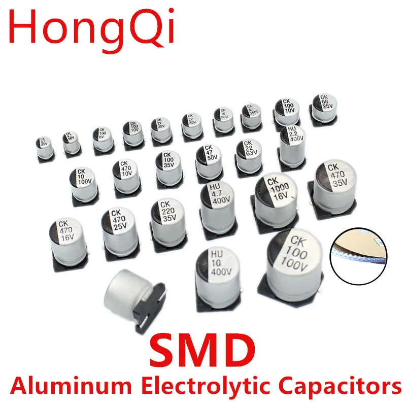 10Pcs SMD Aluminum Electrolytic Capacitor 6.3V 10V 16V 25V 35V 50V 63V 100 1UF 10UF 22UF 33UF 47UF 100UF 330UF 470UF 1000UF - купить по