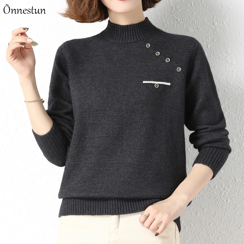 

Turtleneck Sweaters Korean Fashion Pullovers Autumn Winter Pull Femme Women Clothing Long Sleeve Top Solid Sweater Women