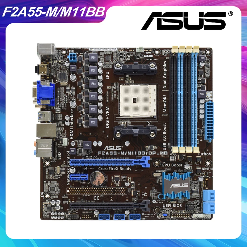

ASUS F2A55-M/M11BB/DP_MB AMD Socket FM2 AMD A55 A55M оригинальная материнская плата для ПК DDR3 A10/A8/A6/Athlon Cpus SATA3 USB3.0 PCI-E X16