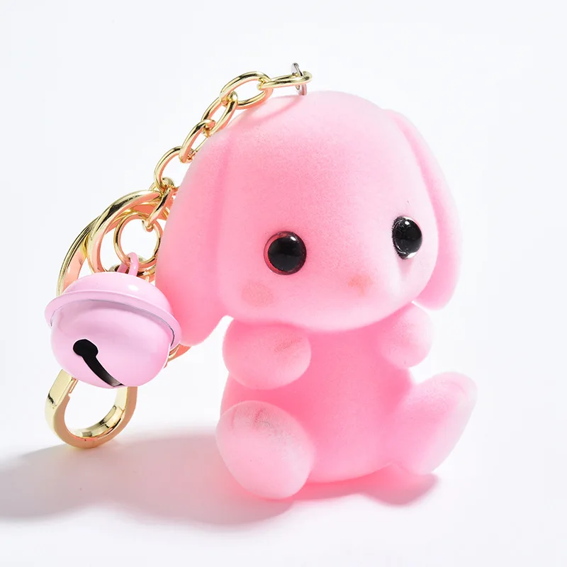 

Creative Cartoon Vinyl Flocking Puppy Doll Key chain Pendant Exquisite Car Keyrings Small Gifts For Women Activities Gift