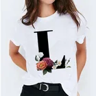 Футболка женская с коротким рукавом, Повседневная рубашка с цветочным принтом и буквами английского алфавита, топ в стиле унисекс, в стиле Харадзюку, на лето