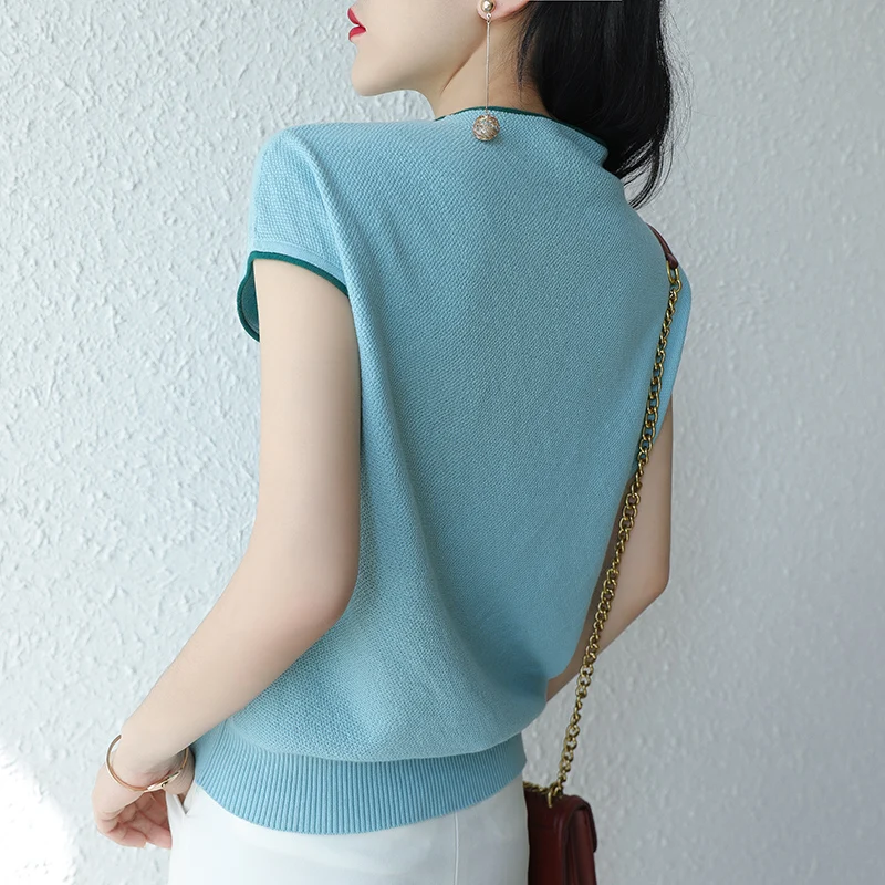 Short Sleeve Sweater Women Sweaters And Pullovers 100% Cotton Shirt Female Pullover Knitted Summer Jumpers Tops | Женская одежда