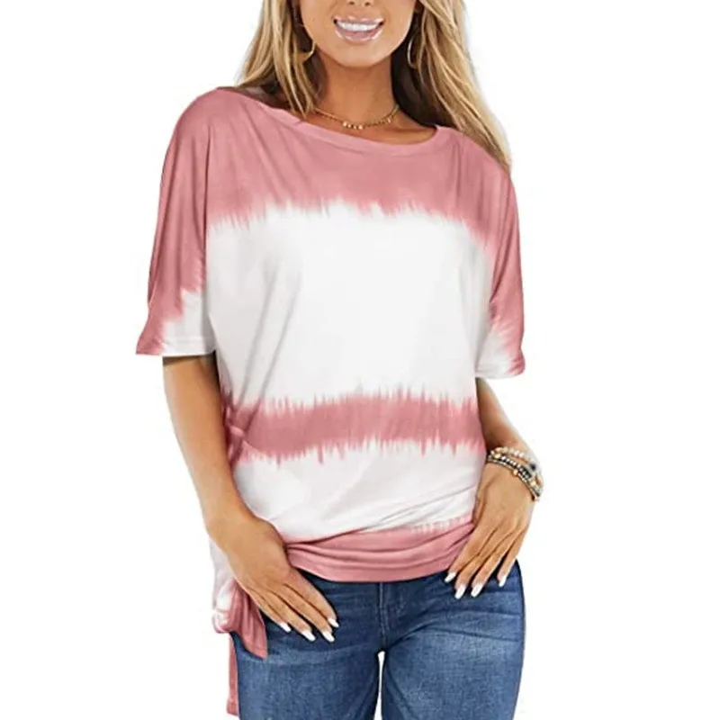 

HAOOHU 2021 Summer New Women's Loose round Neck Short Sleeve Printed T-shirt Top for Women