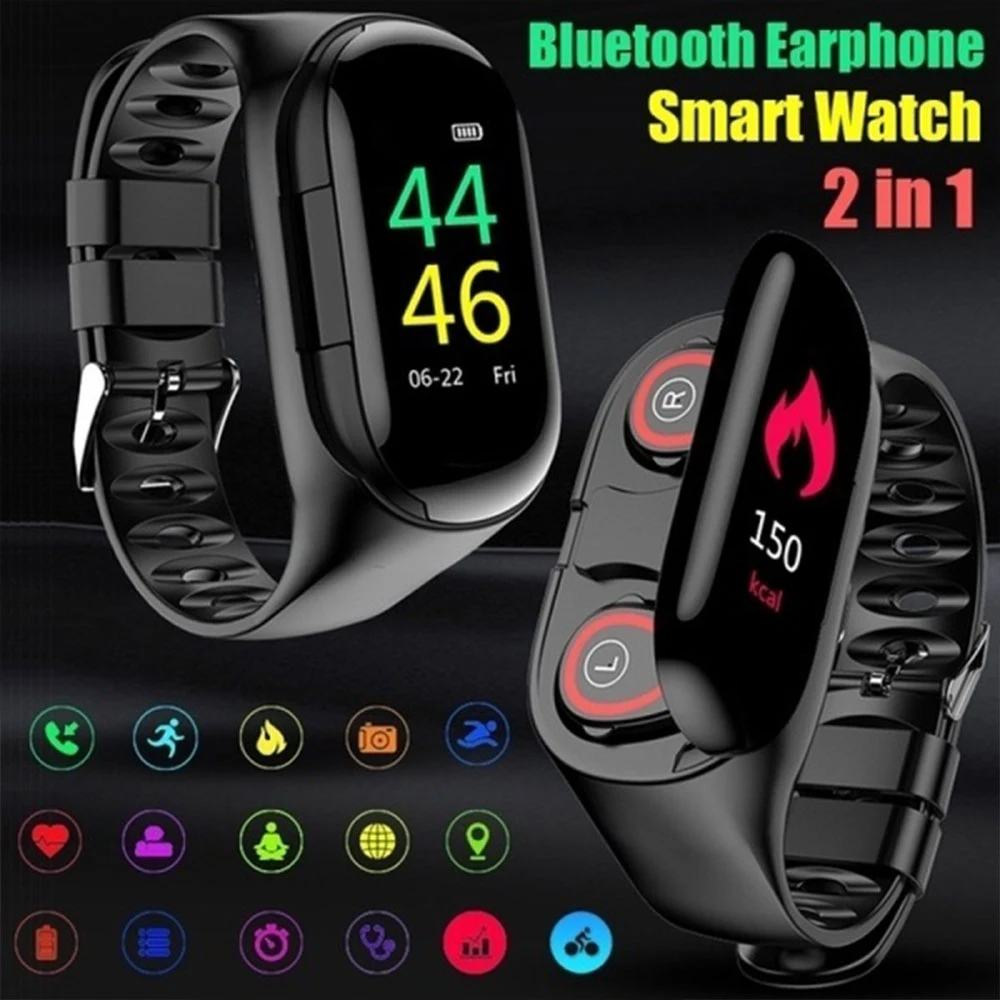 Willkey M1 Smart Watch With Bluetooth Earphone Headphones Heart Rate Monitor Wristband Long Time Standby Sport Bracelet | Электроника