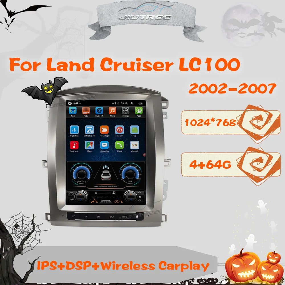 

Автомагнитола 2 Din на Android для TOYOTA LAND CRUISER LC100 2002-2007, автомобильный мультимедийный плеер с вертикальным экраном и GPS-Навигатором