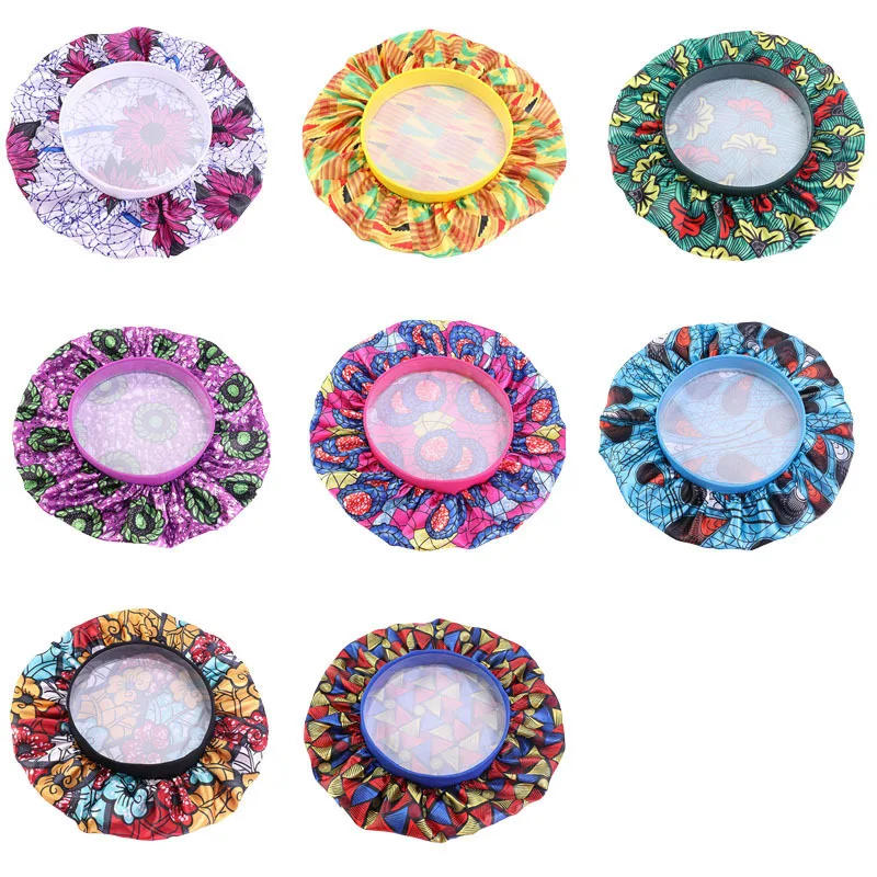 

Turban Adjust African Printed Bonnet Wide-Brim Elastic Night Sleeping Hat Styling Accessories Caring Satin Round Hair Caps
