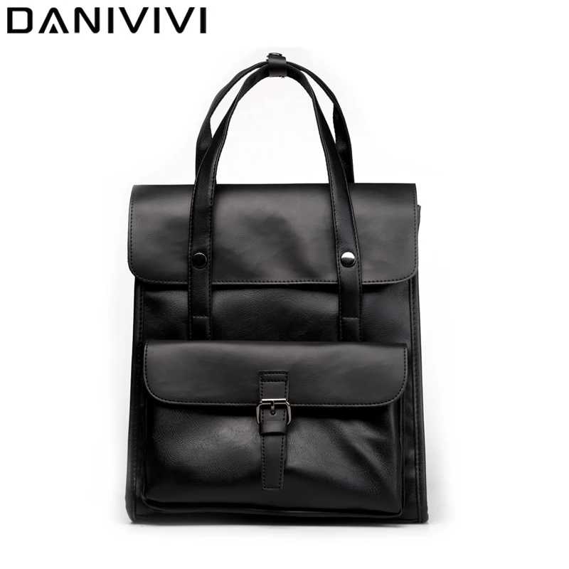 Рюкзак в винтажном стиле мужская кожаная сумка черный ноутбук рюкзак Корейском