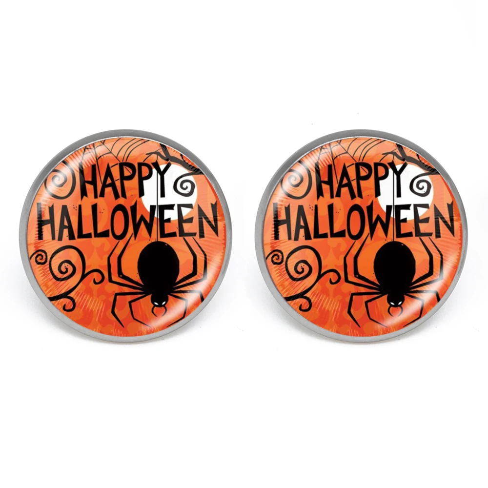 

KARAIRIS Newest Stud Earrings Halloween Bronze Trendy Glass Cabochon Earrings Fashion Jewelry Earrings For Women Gifts