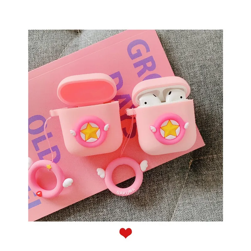Аниме карточка Captor Sakura 3D мультфильм Силиконовые Bluetooth Беспроводные аксессуары Наушники защитный чехол для гарнитуры ремешок