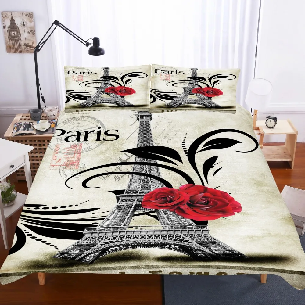 3 предмета ностальгия Постельное белье 3D Эйфелева башня печати пододеяльник