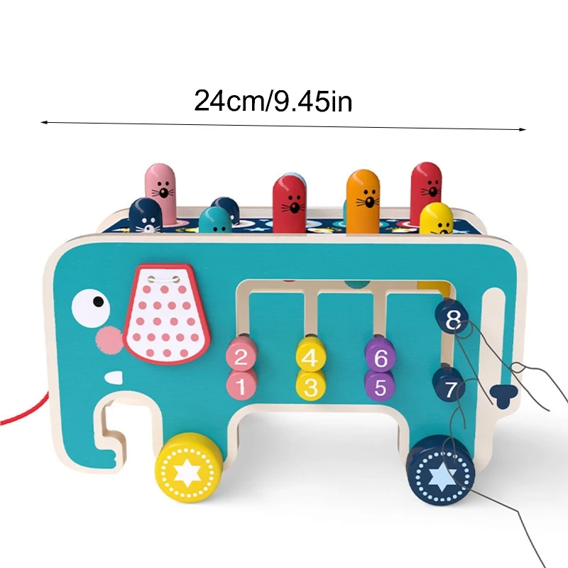 

Wood Cartoon Elephant Whack-A-Mole Toy Pounding Knocking Hamster Parent-Kid Interactive Game Gifts Kids Puzzle