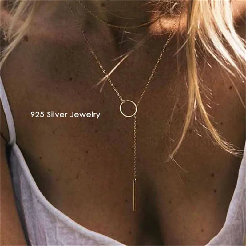 Твердые 925 серебряные ожерелья для женщин офисные Подвески в виде сердца Простой дизайн цепи аксессуары ожерелье хорошее ювелирное изделие