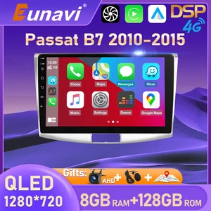 Автомагнитола Eunavi, 2 Din, мультимедийный аудиоплеер 2012 дюйма с GPS, без DVD, на Android 10, для Volkswagen Passat B6 2016-10,1