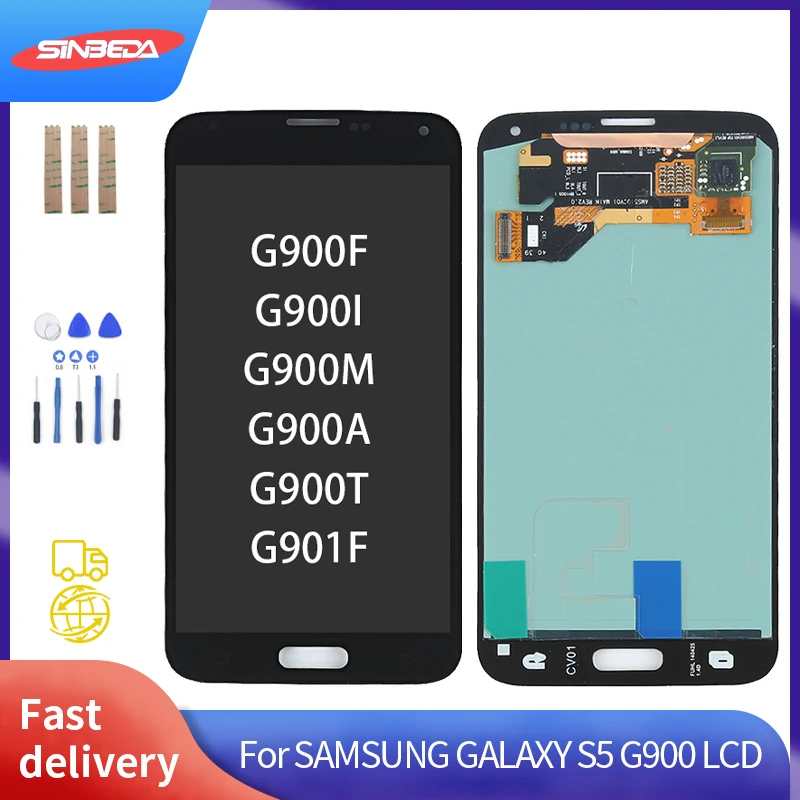 

ЖК-дисплей Super Amoled для SAMSUNG GALAXY S5 G900, сенсорный экран с цифровым преобразователем для G900F, G900M, G901F, ЖК-экран для Samsung S5