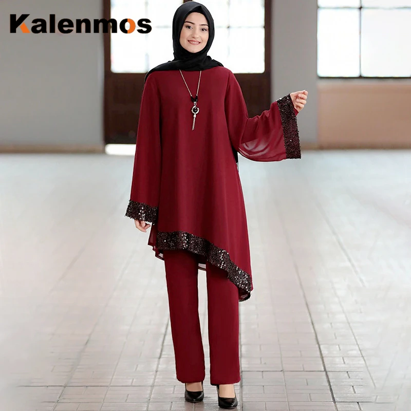 Женское мусульманское платье KALENMOS Рамадан Eid Mubarak Дубай Abaya Турция ХИДЖАБ КАФТАН