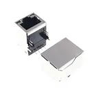 Экранированный модульный разъем для печатной платы RJ45, 10 шт., 1 порт, светодиод EMI, зеленый, желтый, 8P8C, прямоугольный, 21,5x13,6 мм, крест, 8949-M881 Tab Up