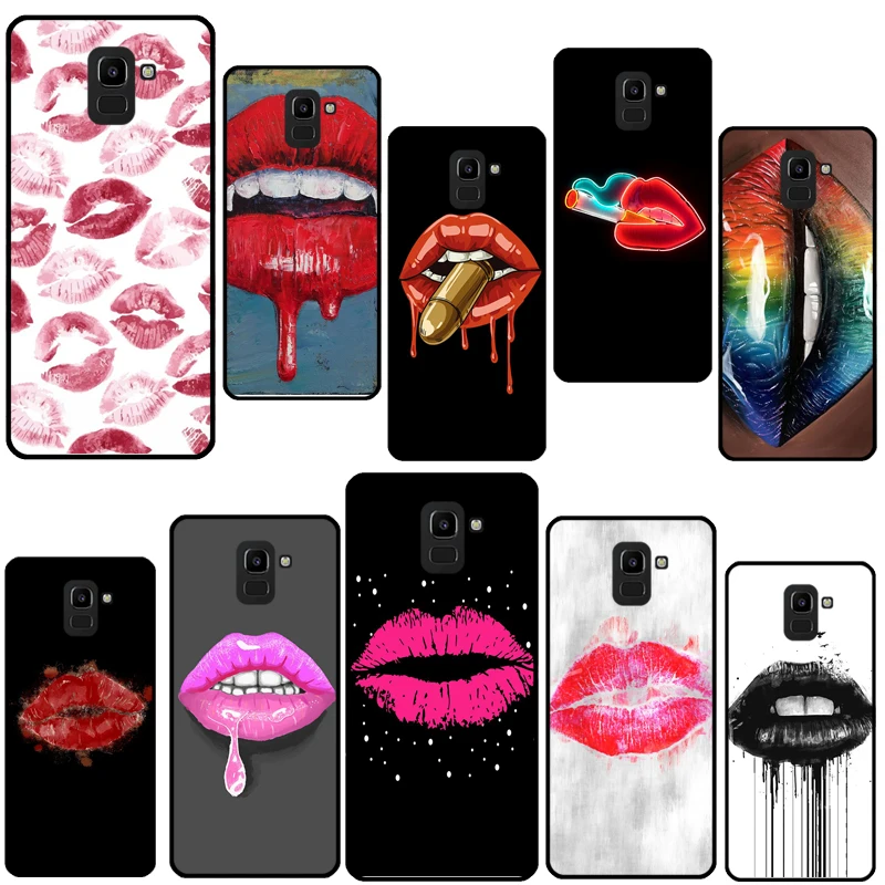 Sexy Red Lips Case For Samsung A5 A3 J1 2016 J3 J5 J7 2017 J4 J6 J8 A7 A9 A8 A6 Plus 2018 Cover Coque