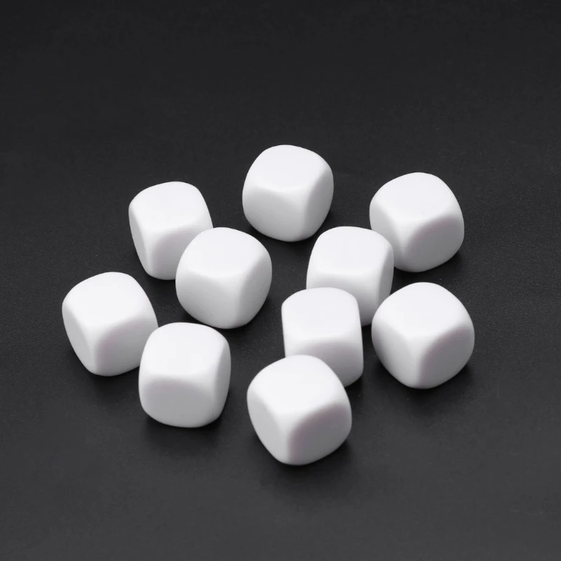 

10Pcs/Set Blank Dice 16mm Acrylic Die Family Party DIY Games Write Printing Kid Toys Fun