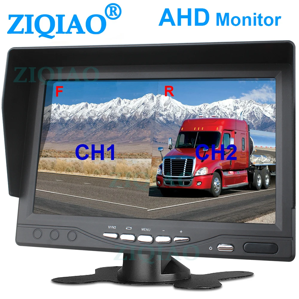 ZIQIAO 7 дюймов грузовик DVR монитор AHD SD карты IPS 2 Разделение Экран RV комбайн